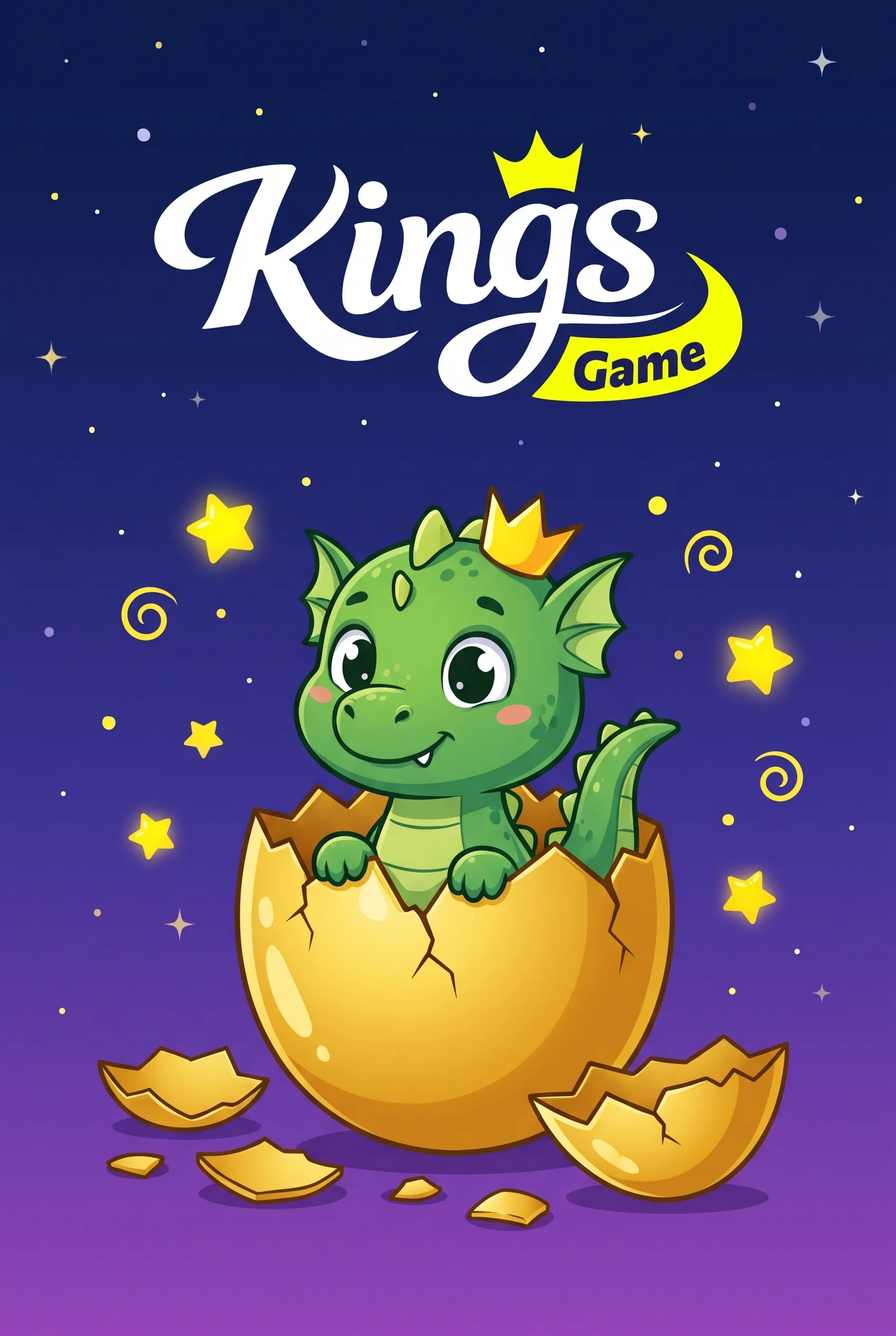 Koronowany smok Kings Game wykluwający się ze złotego jaja